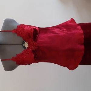 5 piece red she silky set